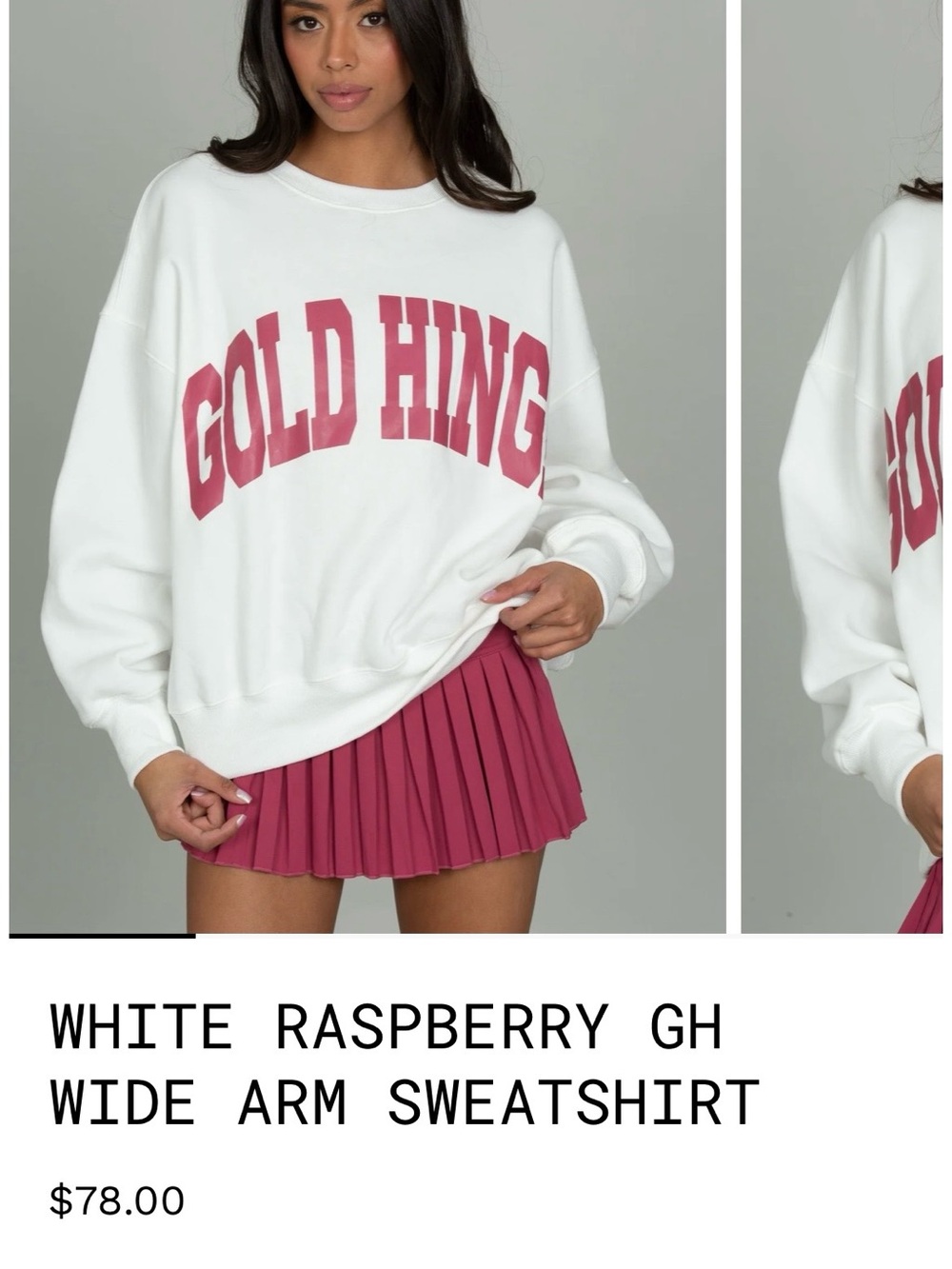 White Crewneck Sweatshirt with Red 'GOLD HINGE' Graphic
